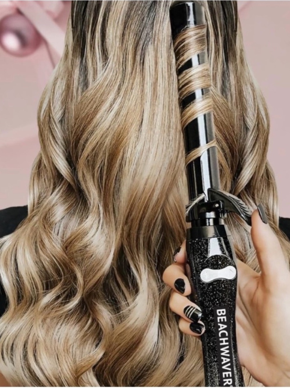 Beachwaver B1 Rotating Curling Iron - Black Glitter
